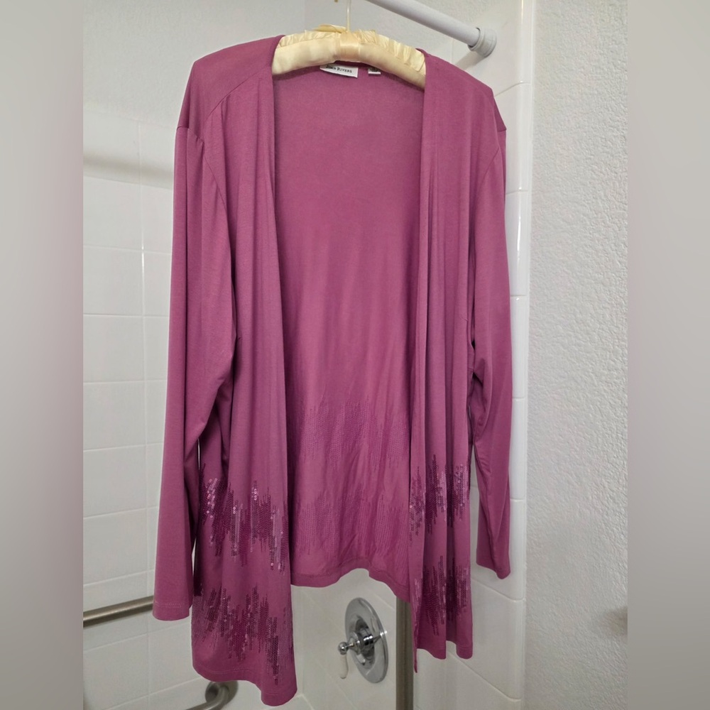Joan Rivers Mauve Cardigan with Sequin Detail